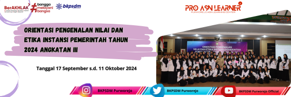 Orientasi Pengenalan Nilai dan Etika Instansi Pemerintah bagi PPPK Formasi Guru Angkatan III di Lingkungan Pemerintah Kabupaten Purworejo Tahun 2024